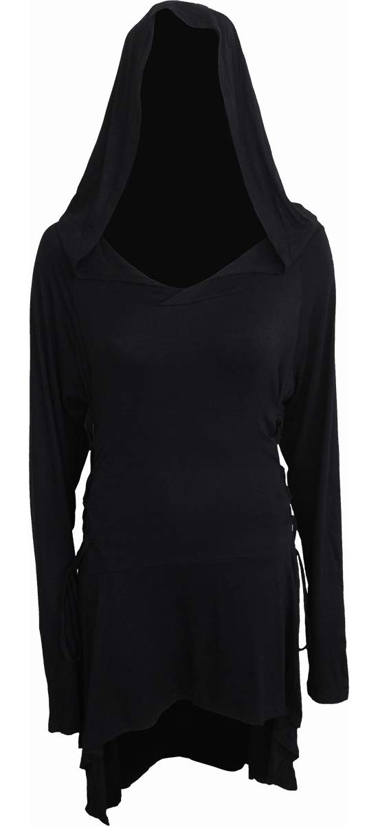 Spiral - Gothic Elegance - Black Widow Gothic Hooded Dress - L
