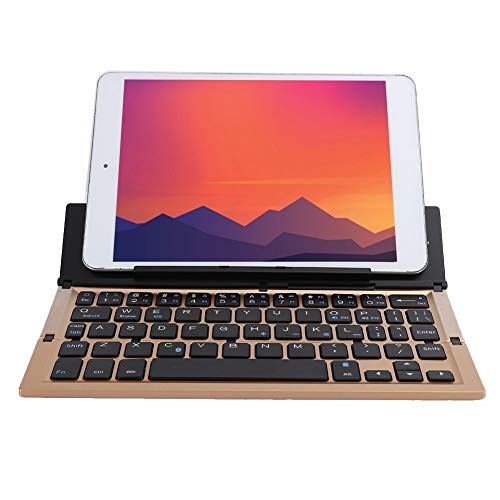 168 Mini Keyboard, Practical PC Accessory Computer Parts Foldable Square Gold Game Office Keyboard with Stand for Bluetooth