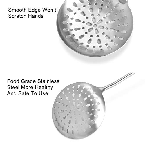 GreatBBA Skimmer Spoon - Stainless Steel Skimmers Slotted Spoon for Straining Fry Cooking - Chinese Wok Hot Pots Soup Mesh Strainer Spider Scoop