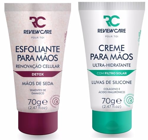 REVIEW CARE, Kit Creme Hidratante Esfoliante para as Mãos de Seda Detox + Creme Hidratante Luva De S