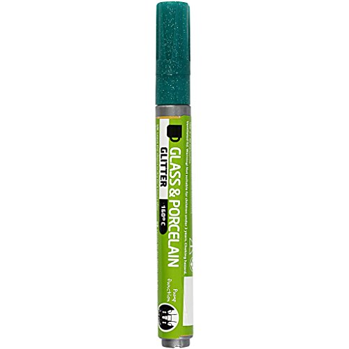 Creativ Company Rotulador Porcelana y Cristal, 2-4 mm línea, mørk grøn, Purpurina - semiopaco, 1ud