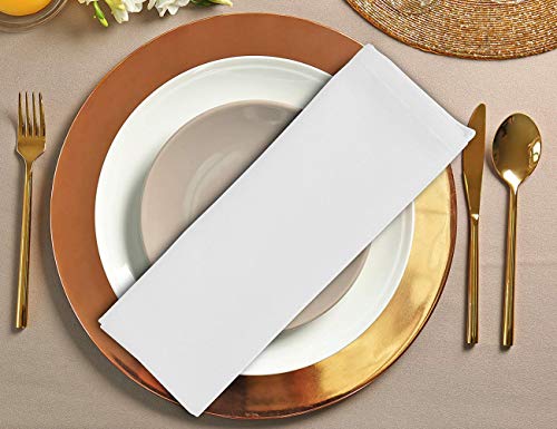 Surmente 20-Inch Polyester Cloth Napkins Linen Dinner Napkins - Set Of 12 For Weddings, Banquets, Or Restaurants (1-Dozen) (White) #TOP5