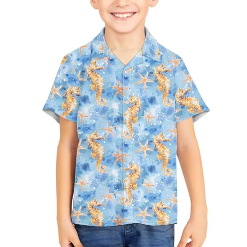 Summer Casual Dress Shirts for Boys Button Down Short Sleeve Hawaiian Tropical Shirt3