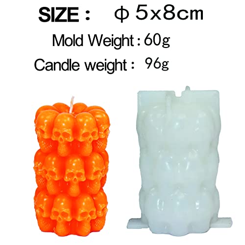 3D Skull Silicone Candle Mold Decorated Cylindrical Skull Candle Mould Handcrafted Candle Molds For Candle Making Wax Resin Gyspum Crafts Making #TOP3