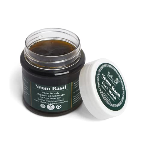 Rustic Art Organic Neem Basil Face Wash Concentrate | Anti acne, sulphate free cleanser for women & men | 125g