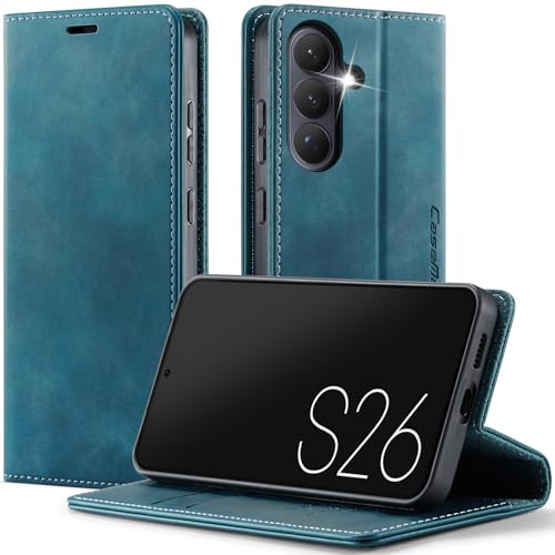 Étui anti-piratage Samsung S26 5G en cuir contre les rayures avec clapet vert