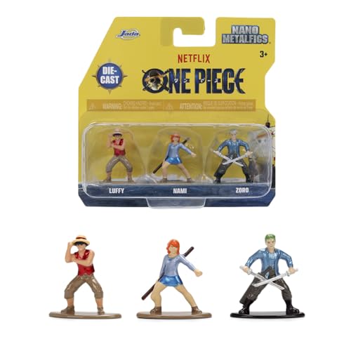Jada Toys One Piece Netflix Luffy Nami Zoro Nano Metalfigs 3-Pack Die-Cast Figures Set Series 1
