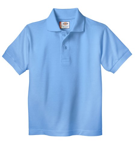 Dickies Boys' Short Sleeve Polo, Light Blue, 3T
