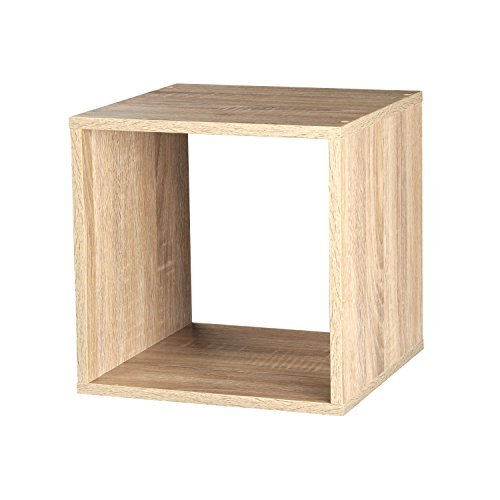 Étagère en bois à 1, 2, 3, 4 étages, bibliothèque, vitrine, unité de rangement, Antique Oak, Cube Cover