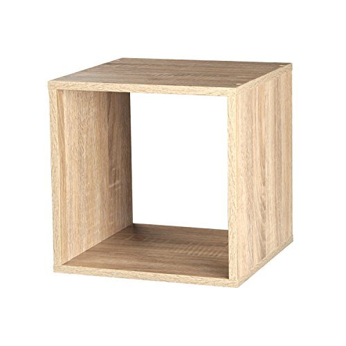 Estante de madera, varios modelos con 1, 2, 3 o 4 compartimentos, Antique Oak, cubo