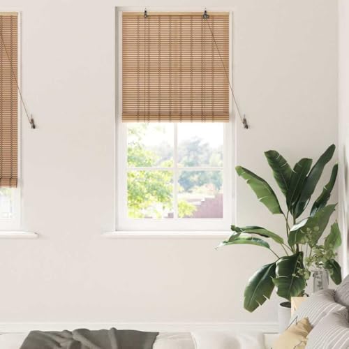 Estor Enrollable Con Bambú Natural, Filtrado De Luz Y Funcionamiento Manual, Estores Enrollables, Estor Ventana, Adecuado Para Salón Y Dormitorio, Marrón Claro, 90 x 220 cm, Número De Artículos 1