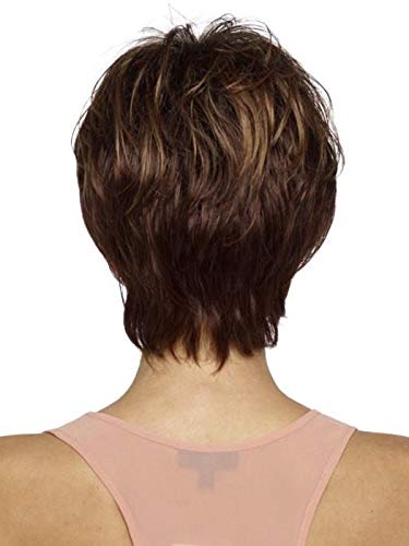 Elle Wig Color CHOCOLATE CHERRY - Envy Wigs 5.5" Mid-Length Boy Cut Synthetic Capless Women's Straight Fashion Highlights Peluca Bundle MaxWigs Hairloss Booklet