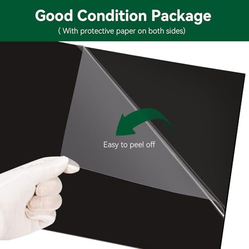 Image of Black Acrylic Sheet 12 inch x 16 inch x 1 /8 inch, 2 Pack UU&FIL Semi-Frosted Matte Glossy Gray-Black Cast Plexiglass Sheets for Laser Cutting, DIY Display Projects, Decor, Signs, Crafts, Easy to Cut and Engrave