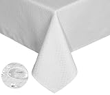 Tektrum Heavy Duty 70 X 70 inch Square Elegant Waffle Weave Check Jacquard Tablecloth Table Cover -W
