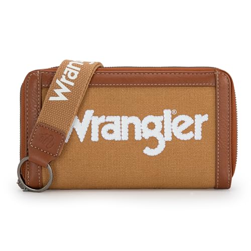 Image of Montana West X Wrangler Classic Logo Wallets Wristlet Purse for Women Vintage Boho Ladies Wallet Coin Purse Two-Tone Credit Card Holder