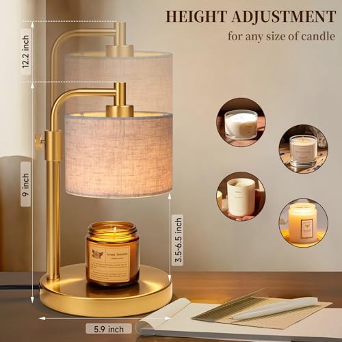 NITOWOLF Candle Warmer Lamp, Candle Lamp Warmer with Timer Adjustable Height Wax Warmer Lamp for Jar Candles, Birthday Gifts for Women Mothers Day Gifts (Gold Linen) by NITOWOLF - Image 3