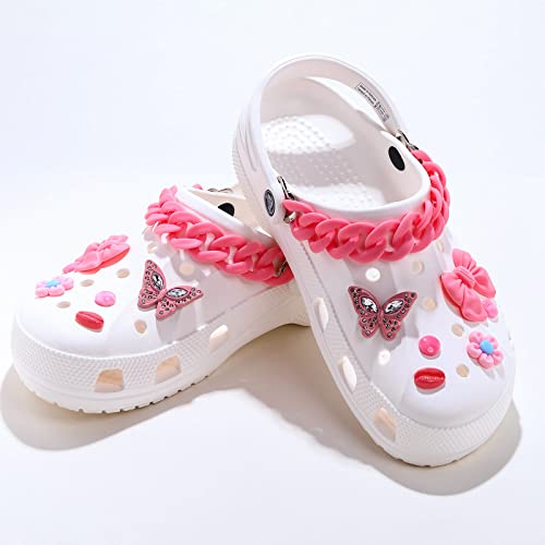 14 Pcs Butterfly Shoe Charms For Croc For Girls Women - Acrylic Croc Charms For Shoes & Croc Chains - Diy Shoe Decoration Charms For Croc Clog Sandals Birthday Party Gifts (Pink) #TOP2