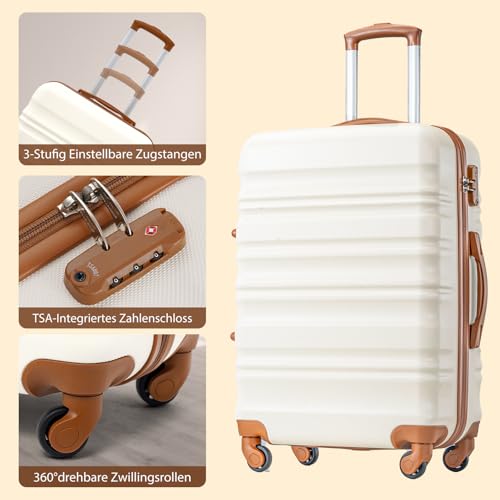 COOLIFE Hartschalen-Koffer Trolley Rollkoffer Reisekoffer mit TSA-Schloss und 4 Rollen (Grün, Handgepäck)