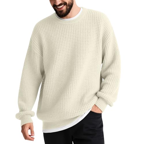 August Alley Men's Oversized Sweaters Waffle Knit...