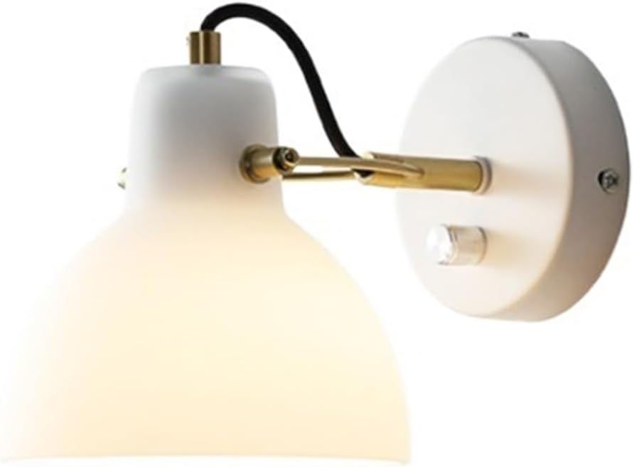 wall sconce White Wall Sconces, Indoor Vanity Wall Mount Lighting Fixture, Modern Sconces Wall Lighting with White Glass Shade, Industrial Metal Wall Lamp for Bathroom, Living Room, Bedroom, Hallway