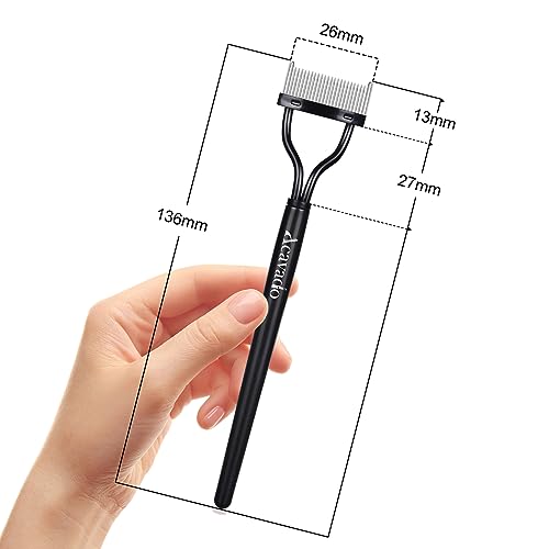 Acavado Eyelash Comb, Arc Designed Eyelash Separator Mascara Applicator Eyebrow Brush Metal Teeth Eye Lash Tool with Comb Cover, Black