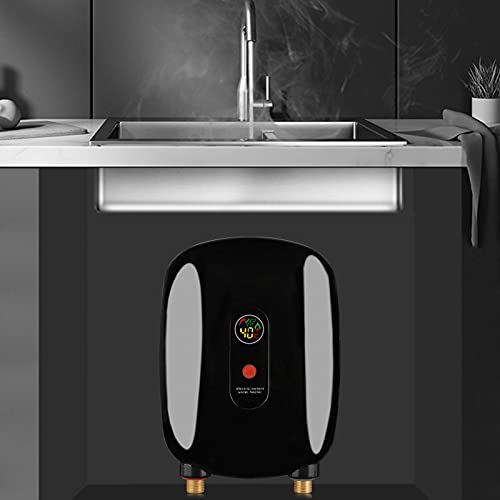 Mini Water Heater, Electric Tankless Water Heater 3000W Instant Hot Water Heater With Lcd Display For Home Kitchen Washing Us Plug 110V (Black) #TOP11
