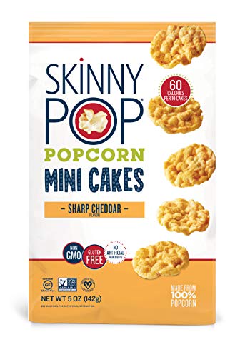 Image of SkinnyPop Sharp Cheddar Popcorn Mini Cakes, 12ct, 5oz Grocery Size Bags, Skinny Pop, Healthy Popcorn Snacks, Gluten Free