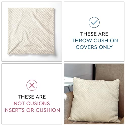 Image of Encasa XO Velvet Cushion Covers, No Inserts, Set of 2, Cream
