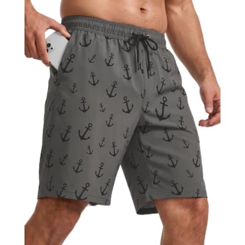 9 Inch Men Swim Trunks with Mesh Lining Breathable Quick Dry Drawstring Pockets for Summer Beach Travel Cruise