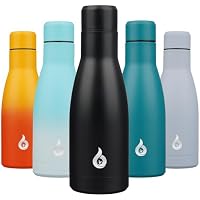 BJPKPK 12-Oz Vacuum Insulated Reusable Stainless Steel Water Bottle (Midnight Black)