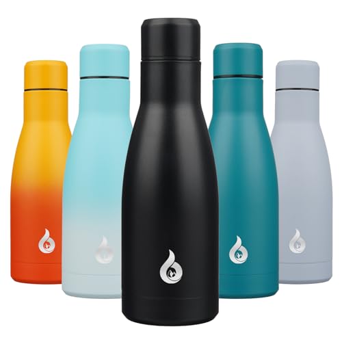 Image of BJPKPK Insulated Water Bottle 12oz Small Stainless Steel Water Bottles Reusable Metal Thermal Keep Cold and Hot,Midnight Black