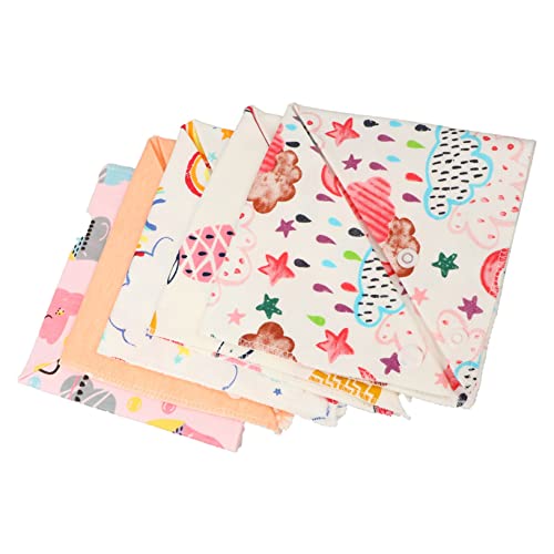 LRXIYODE 5 Piezas babero babear muselina Cubrir Muslin Squares Wiploths Recién nacido pequeño tela desorden chico toallas toalla de saliva recién nacida bufanda triangulo algodón