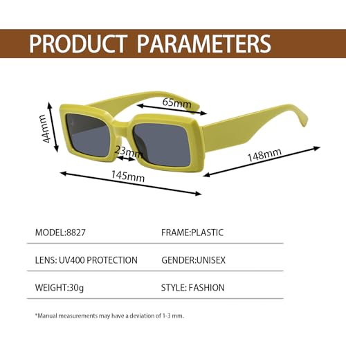 Retro Trendy Rectangle Sunglasses for Women Men UV400 Protection Trendy Style Classic Sunglasses 6Pcs2