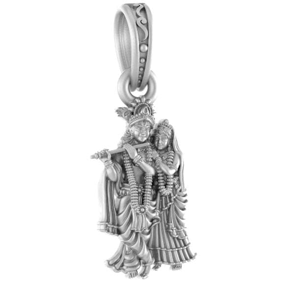 Pendentif Radha Krishna argent 925 anti-ternissement, bijou l&eacute;ger et hypoallerg&eacute;nique mixte