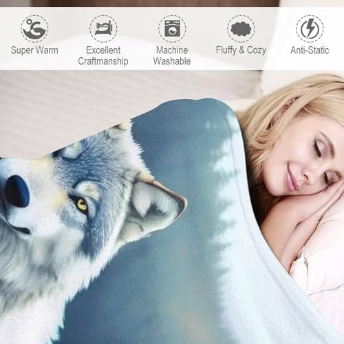 Couverture polaire loup plaid couvertures en flanelle lit douce - 6