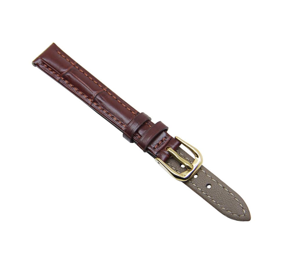 Correa de reloj de cuero con hebilla de pin de oro negro marrón azul rojo blanco, Marrón, Classic 3