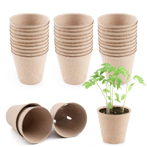 30Pcs Peat Pots for seedlings, Starter Pots for Seedlings with Drainage Holes, Garden Plant Nursery Pots