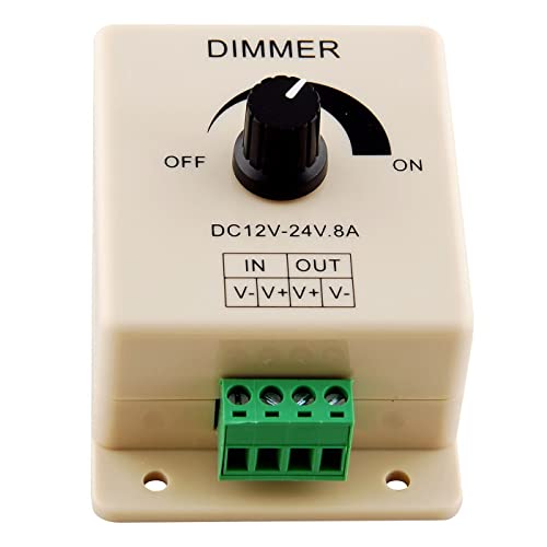 Manual Led Dimmer Controller For Led Strip Lights 12V-24V 8A Mountable With Terminals #TOP1