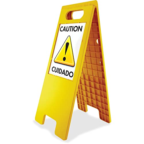 Headline Sign Floor Tent Sign, Doublesided, Plastic, 10.5 x 25.5, Yellow