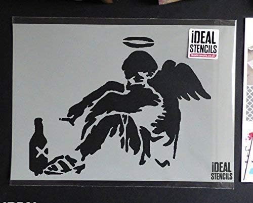 Banksy Fallen Angel Replica Stencil | Reusable Home Decor & Art Craft Painting Stencil (L/ 37X49CM)