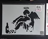 Banksy Caduto Angelo REPLICA Stencil riusabile DECORAZIONE CASA & Arte Artigianato PITTURA STAMPO - SEMI TRASPARENTE STAMPO, S/ 17X22.5CM