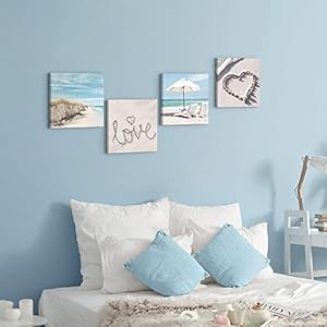 the stream design Bedroom Canvas Beach Wall Art: Bathroom Living Room Pictures Ocean Theme Painting Wall Decor 4 Panel Blue Coastal Prints Sea Scene Artwork Decorations for Home Office the stream design Bedroom Canvas Beach Wall Art Bathroom Living Room Pictures Ocean Theme Painting Wall Decor 4 Panel Blue Coastal Prints Sea Scene Artwork Decorations for Home Office