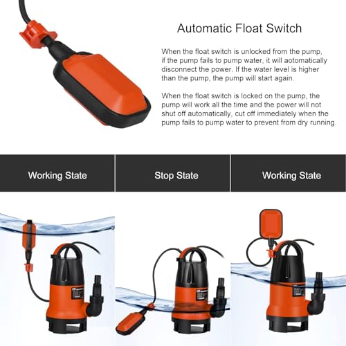 image for Sump Pump, Prostormer 1HP 3700GPH Submersible Clean/Dirty Water Pump w