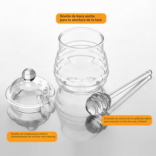 Miniatura 2 de Fhiskunyu Bote De Cristal Para Almacenamiento De Miel Y Jarabe 300ml - Envase Hermético Anti-Goteo Con Cuchara, Tapa Segura Y Base Estable Conservación Óptima