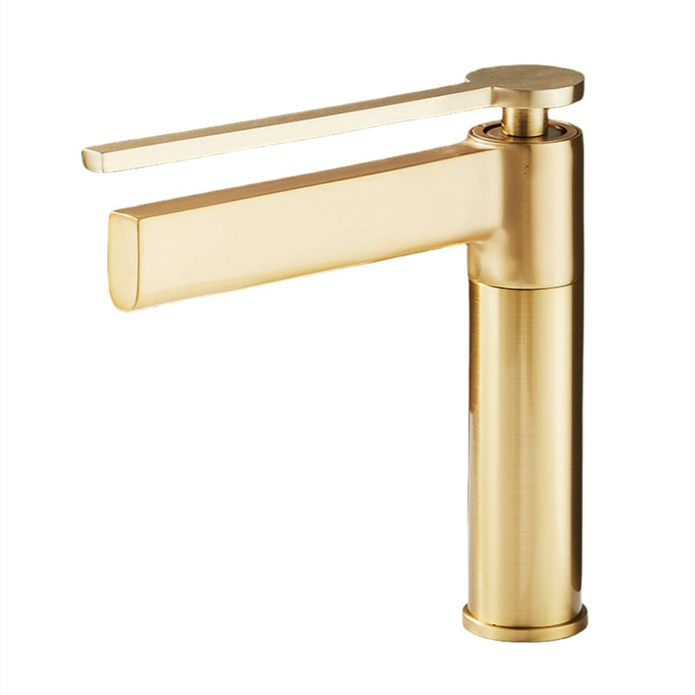 Waschtischarmaturen, Deckmontage, Badezimmer-Wasserhahn, Messingmischer, Einhand-Warm- und Kaltwasserhahn, Waschbeckenmischer, Waschbecken-Wasserhahn, Toilette, gebürstetes Gold, CHINA