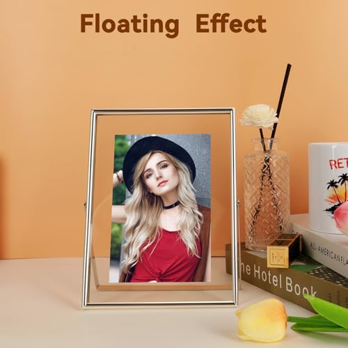 AhaGo Silver Floating Picture Frame, 6x8 Inches, For Photo 6x8, 5x7, 4x6, Classy For Wedding, Anniversary, Birthday, Home or Office Decoration
