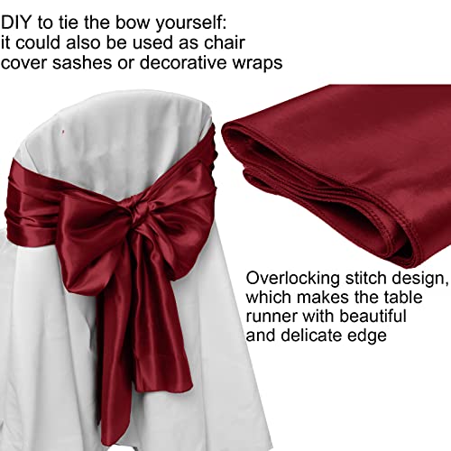 Aneco 12 Pack Satin Table Runner 12 X 108 Inch Burgundy Long Wedding Satin Silk Table Runner For Wedding Banquet Graduations Birthday Party Decoration #TOP3