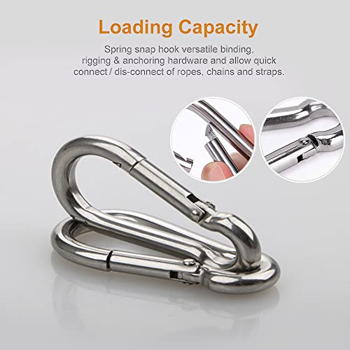 Renext 4 Pack 2 Inch Stainless Steel 304 Spring, Snap, Link, Hook, Clip Carabiner-Keychain, Keyring/Camping/Fishing/Traveling/Hiking/Dog Leash.etc. Set Of 4 (Not Used For Climbing) #TOP2