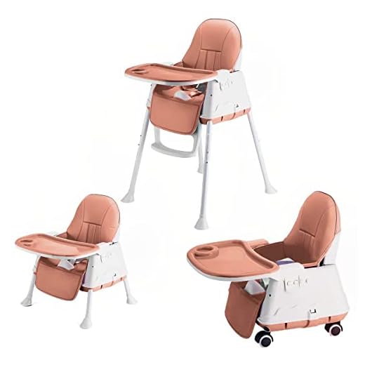 SYGA High Chair for Baby Kids,Safety Toddler Feeding Booster Seat Dining Table Chair (with Wheel and Cushion, Brown)