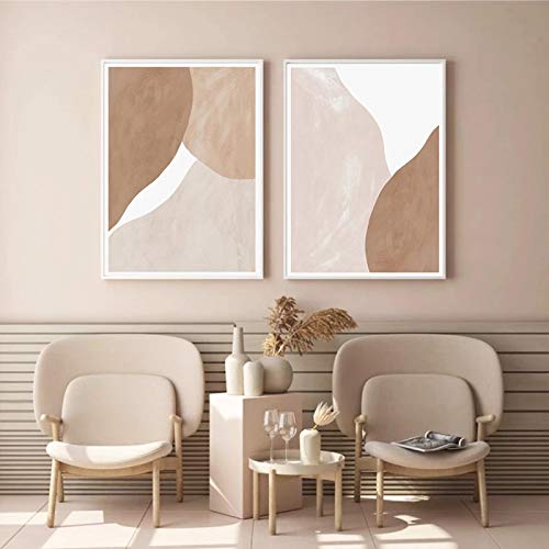Abstrait boho beige affiche murale géométrique pour salon art moderne déco 50x75cm